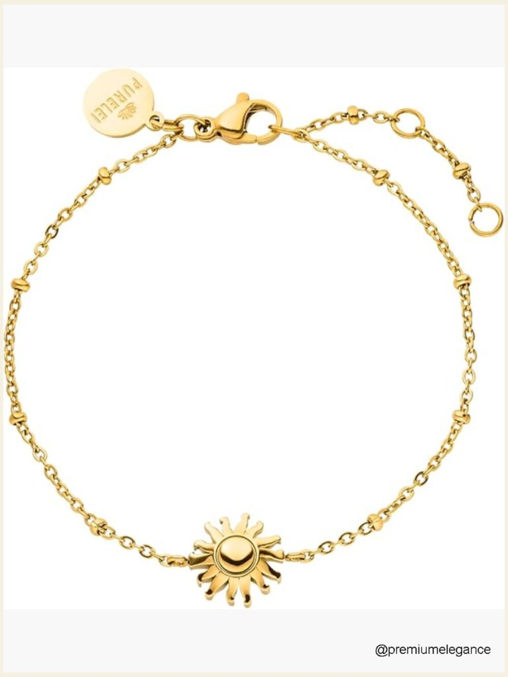 14K Gold Plated Stainless Steel Charm Bracelet - Water Resistant
